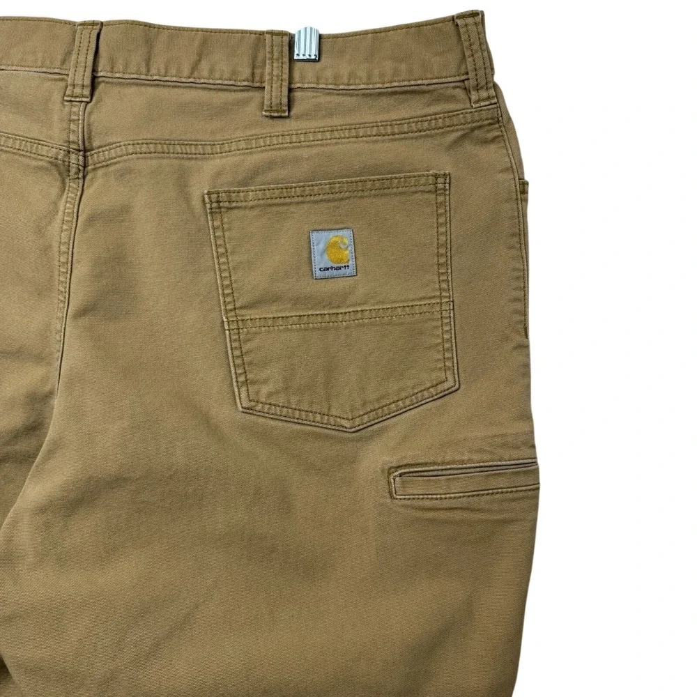 Carhartt Rugged Flex 102517 Rigby Canvas Work Pants Men 44x30 Brown Phone Pocket